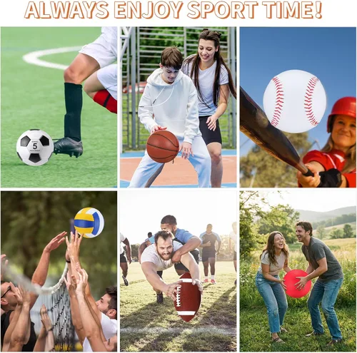 Vista 4 de Deekin Juego de 12 pelotas deportivas surtidas para jóvenes y adultos, tamaño oficial, baloncesto, fútbol, voleibol, fútbol, béisbol, pelota