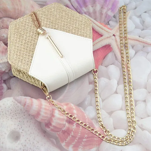 Vista 7 de Bolso bandolera de paja para mujer Blanco