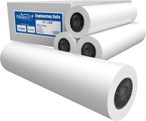 Vista 9 de Alliance Rollos de papel de formato ancho Bond Engineering (20 libras 4 rollos, 11 pulgadas x 500 pies núcleo de 3 pulgadas)