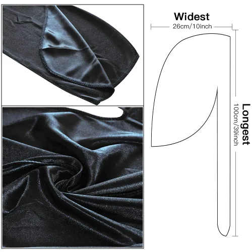 Vista 5 de Paquete de 3 piezas de durags sedosas para ondas de hombres, de regalo 1 gorra para marcar las ondas, talla única