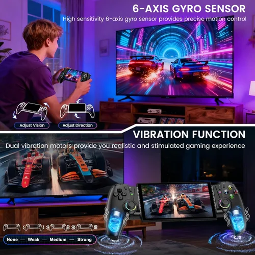 Vista 5 de KICKDOT Controlador MC5000 Pro para Switch 2/1/OLED y iPhone/Android - Joystick de efecto Hall, controlador inalámbrico Bluetooth