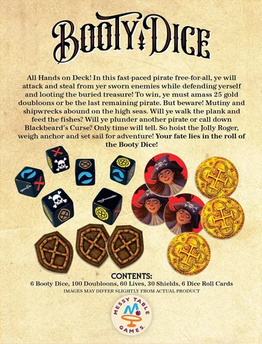 Vista 6 de Messy Table Games Booty Dice Juego Rápido de Dados Pirata Ideal para la Noche de Juegos Familiares Perfecto para Niños y Adultos Edades 8