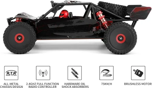 Vista 3 de GoolRC WLtoys 124016 V2 - Coches RC sin escobillas, auto de control remoto a escala 1:12, 4WD 75KM/H de alta velocidad para adultos, 2.4 GHz todo