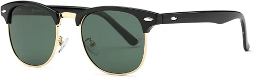 Vista 45 de AEVOGUE Gafas de sol polarizadas para mujeres y hombres semi marco retro gafas de sol AE0369