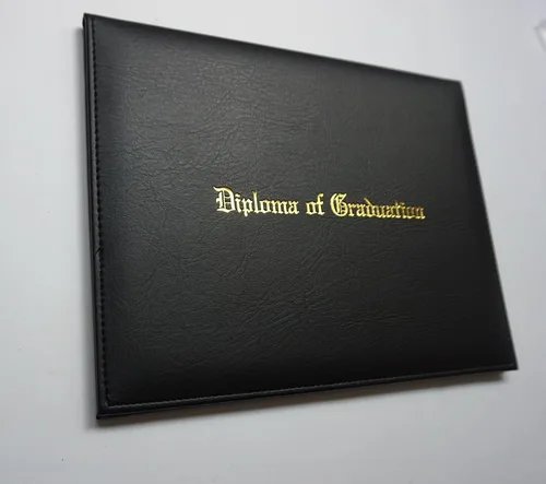 Vista 3 de Grad Days Diploma impreso de cuero sintético para diploma de graduación 8.5" x 11" (negro)