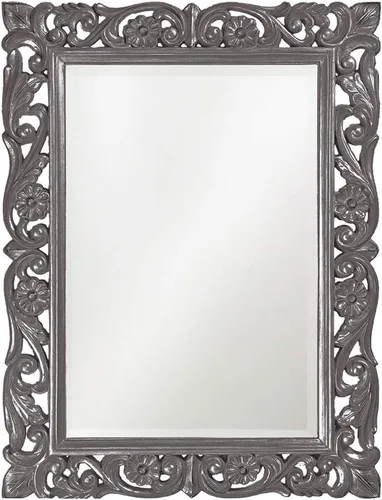 Vista 6 de Howard Elliott Chateau Rectangular Hanging Wall Mirror, Scroll Work Frame, Black, 31.5 x 42 Inch