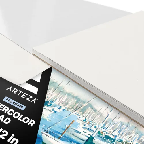 Vista 5 de ARTEZA Papel de acuarela, 14 hojas, papel de color de agua de 9 x 12 pulgadas, 140 lb/300 gsm, 100% algodón, prensa en frío, papel de arte sin ácido