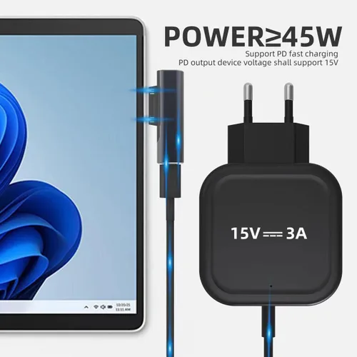 Vista 2 de Adaptador de Carga Surface a USB-C, DC15V 102W Tipo C Hembra a Surface Macho para Microsoft Pro7/6/5/4 Surface Laptop 3/2/1, Surface Go, Surface Book