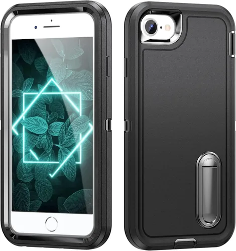Vista 3 de IDweel Funda para iPhone SE 2020, para iPhone 2022, para iPhone 8/7/6S/6 con soporte, ajuste delgado, protección resistente, a prueba de golpes