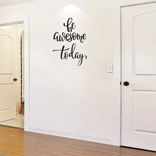 Vista 2 de Calcomanía de pared con texto en inglés «Be Awesome Today», calcomanías de vinilo para pared con letras inglesas, impresiones extraíbles, arte