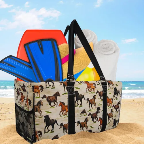 Vista 397 de NGIL Bolsa de comestibles reutilizable extra grande plegable de gran tamaño para comestibles, almacenamiento, picnic, playa, Estampado