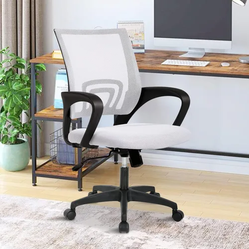 Vista 11 de Silla de malla para computadora, silla de oficina en casa, silla de escritorio ergonómica con soporte lumbar y reposabrazos, silla de trabajo