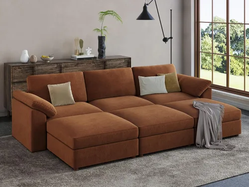 Vista 118 de EASE MOOSE Sofá modular verde seccional de gran tamaño en forma de L Pana verde