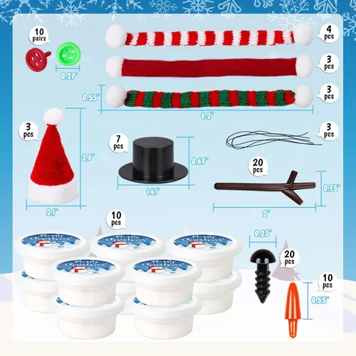 Vista 4 de Paquete de 10 Rellenos de Medias para Niños, Manualidades Navideñas para Niños a Granel, Kit de Manualidades de Muñeco de Nieve Arcilla Modeladora