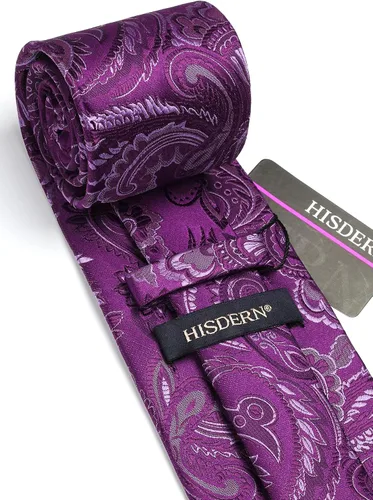 Vista 52 de HISDERN Corbatas para hombre, corbata de cachemira y bolsillo cuadrado tejido clásico floral para hombre, corbata de fiesta de boda