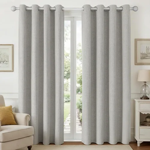 Vista 11 de Joydeco Cortinas negras 100% opacas para dormitorio, oscurecimiento de habitación, aislamiento térmico, cortinas cortas texturizadas con ojales