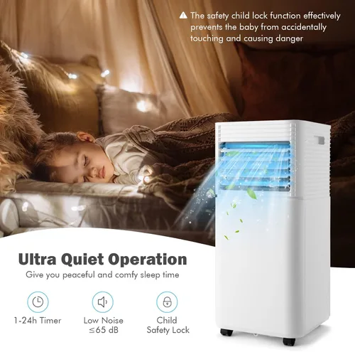 Vista 8 de PETSITE Aire acondicionado portátil, unidad de enfriamiento de CA de 8000 BTU para habitación, unidad de CA 3 en 1 con enfriador de aire, ventilador