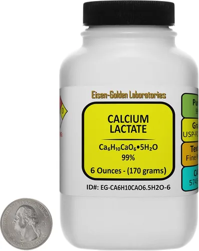 Vista 7 de Lactato de calcio [C6H10CaO6.5H2O] 99% USP-FCC Polvo de grado alimenticio 3 Oz en una botella