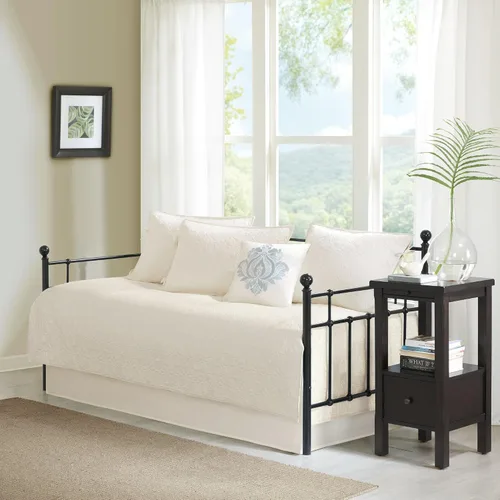 Vista 19 de Madison Park Coastal Damask - Juego de funda acolchada para sofá cama, 6 piezas, 39 x 75 pulgadas