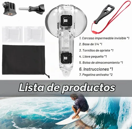 Vista 6 de Insta 360 X4 Air Invisible - Funda de buceo impermeable de hasta 50m / 164 ft (164 pies), carcasa protectora de buceo subacuático para Insta360 X4
