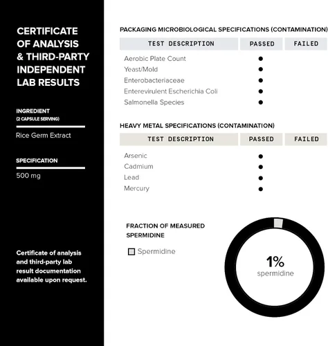 Vista 7 de Toniiq Suplementos de espermidina ultra concentrados de 500 mg para hombres y mujeres - espermidina no sintética estandarizada a no menos del 1% - 5