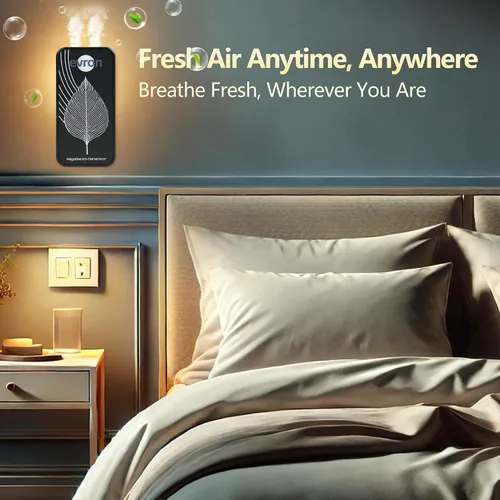 Vista 5 de Ionizadores de aire para el hogar, generador de iones negativos enchufables ultrafinos sin filtro, luz ámbar plegable para enchufar y tenue, iones