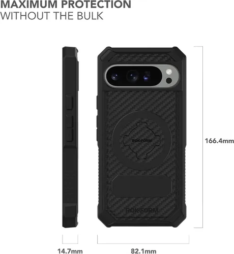 Vista 4 de ROKFORM Funda compatible con Google Pixel 9 Pro XL, serie resistente, cubierta magnética con RokLock, armadura probada contra caídas (negro)