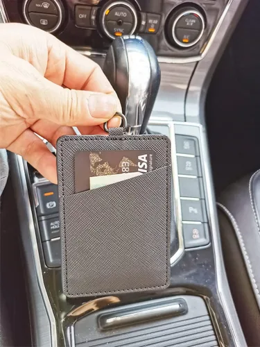 Vista 5 de TOOLIN Cartera elástica para tarjetas, cartera delgada vertical para tarjetas de crédito, cartera minimalista con bolsillo frontal para mujeres