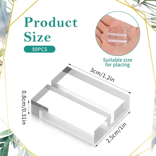 Vista 2 de 50 soportes acrílicos para tarjetas de lugar, 1.2 pulgadas, pequeños
