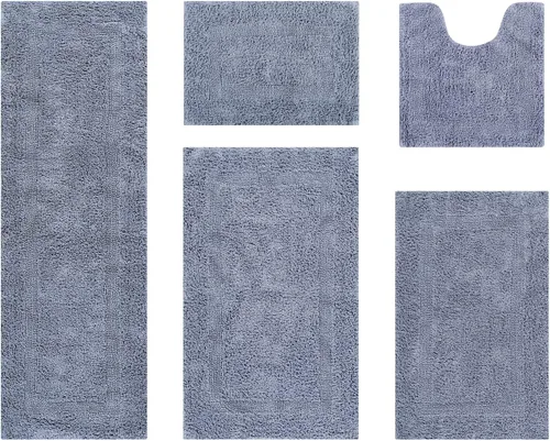 Vista 558 de Better Trends - Juego de 2 alfombras de baño 100% algodón, extra suaves, con borlas, de 17" x 24", alfombra de baño superabsorbente y reversible
