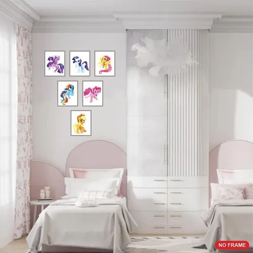 Vista 3 de PurpleheARTs Arte de pared de My Little Pony, póster de My Little Pony, decoración de habitación de poni para niños, juego de 6, sin marco, 8 x 10