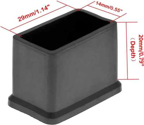 Vista 2 de Bonsicoky 20 tapas rectangulares de goma para patas de muebles de 1.18 x 0.59 pulgadas (1.181 in x 0.591 in), protectores de piso flexibles