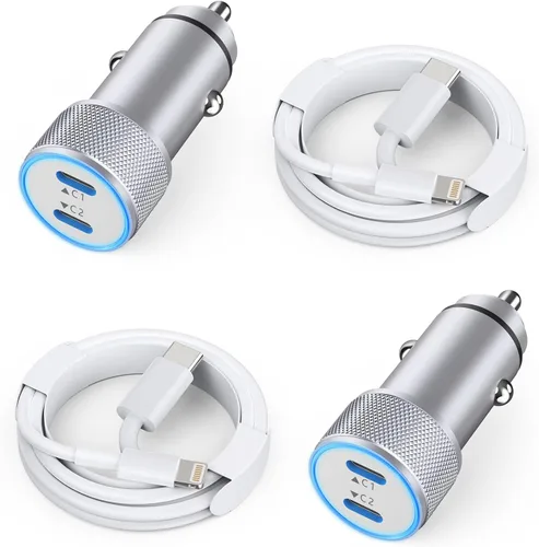 Vista 13 de Cargador de coche para iPhone de Apple, cargador de coche rápido para iPhone【2Pack】Adaptador de cargador de coche de doble puerto USB C
