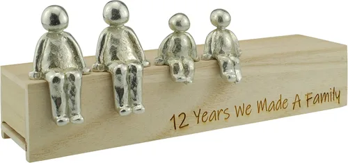 Vista 6 de Idea para el 12º aniversario – 12 años que hicimos un adorno de metal familiar – Elige tu combinación familiar (1 niño)