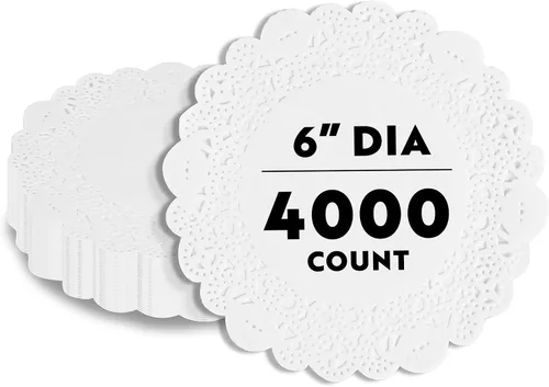 Vista 84 de Restaurantware Pastry Tek Blondas de Encaje de 4 x 4 Pulgadas 100 Vajilla Decorativa - Blondas de Mesa Desechables Redondas de Papel Negro