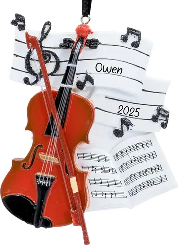 Vista 9 de Adorno de Navidad personalizado de guitarra acústica para instrumento musical 2026 Adorno de guitarra acústica de madera para árbol de Navidad
