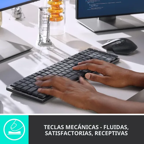 Vista 2 de Logitech MX Mechanical - Teclado inalámbrico, iluminado, de alto rendimiento, con interruptores táctiles y silenciosos, teclas retroiluminadas