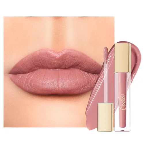 Vista 20 de Oulac Lápiz labial mate rosa para mujeres, lápiz labial líquido duradero de color rosa intenso, color de labios de alto impacto con cobertura total
