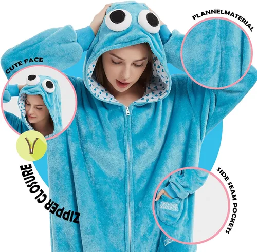 Vista 5 de SWEETXIN Pijama unisex para adultos, disfraz de Halloween, Navidad, cosplay para mujeres y hombres