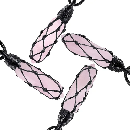 Vista 3 de Nupuyai Collar con colgante de piedra envuelta en alambre de punta de cristal hexagonal hecha a mano para mujeres y hombres, amuleto curativo Reiki