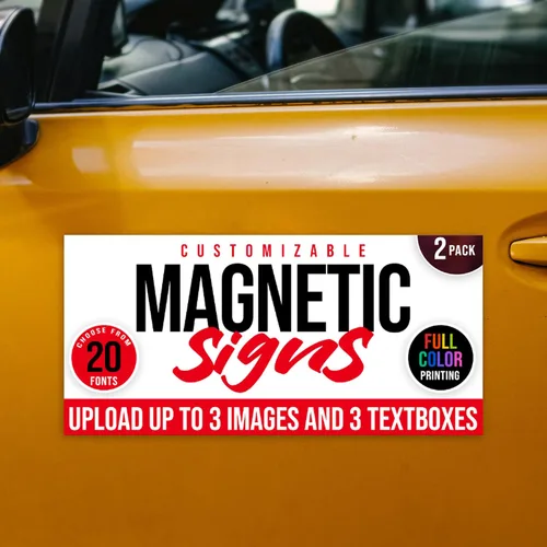 Vista 13 de Paquete de 2 letreros magnéticos personalizados para vehículos, imanes de automóvil personalizados para empresas, letreros magnéticos personalizados