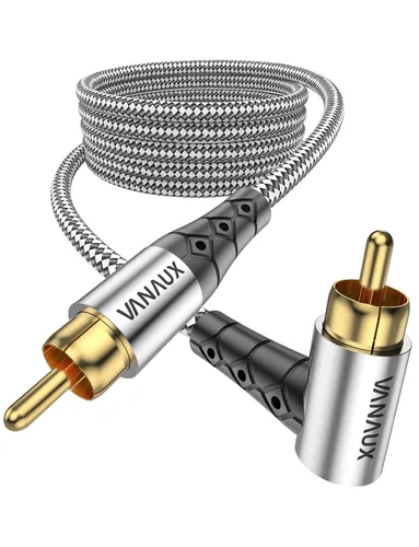 Vista 12 de VANAUX Cable de graves de 90 grados, cable de audio RCA a RCA premium, (conectores chapados en oro) ideal para espacios reducidos, cine en casa