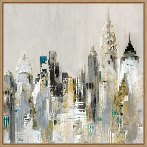 Vista 19 de Amanti Art Lienzo enmarcado para pared, paisaje urbano dorado de 16 x 16 pulgadas, por Valerie Mravyan, lienzo enmarcado para pared, obras de arte
