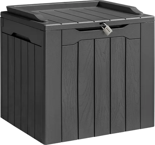 Vista 6 de Homall Caja de resina de 31 galones, impermeable, almacenamiento al aire libre, con cerradura, contenedor de organización y almacenamiento para Negro
