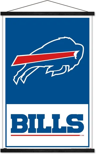 Vista 7 de Trends International NFL Buffalo Bills - Póster de pared con logotipo 21, 22.37 x 34.00 pulgadas, impresión prémium y colgador de madera de haya