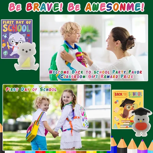 Vista 5 de Regalo de regreso a clases para estudiantes, juego de 24 juguetes de animales de bienvenida de regreso a la escuela, con tarjeta, recuerdo de fiesta