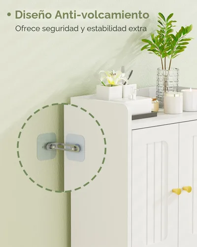 Vista 7 de BEWISHOME Gabinete de piso pequeño,Almacenamiento de papel higiénico Blanco