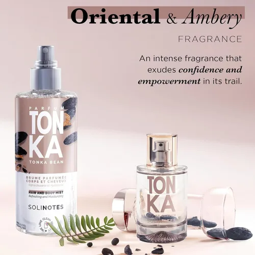 Vista 2 de Solinotes Tonka Body & Hair Mist, espray de vainilla sin alcohol, 8.45 onzas
