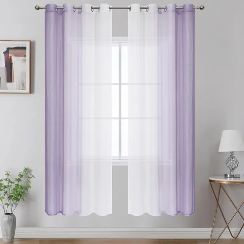Vista 39 de Cortinas transparentes de color azul marino y negro para sala de estar, 52