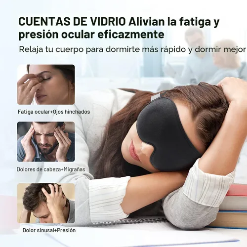 Vista 3 de YFONG Máscara de Sueño con Peso, Mujeres Hombres Máscara para Dormir 3D Bloqueadora de Luz (4.2oz/120g), Máscara para los Ojos de Alivio de Presión